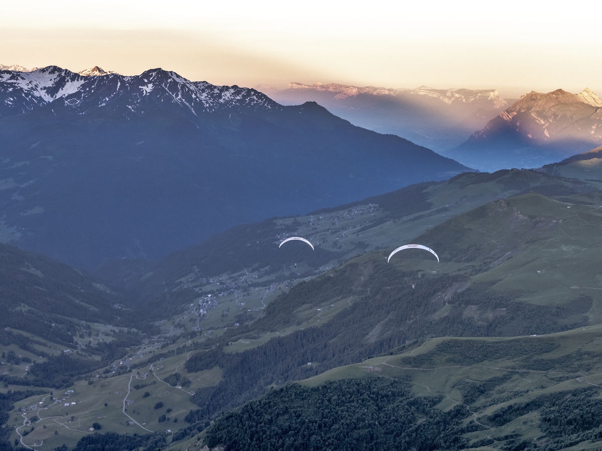 Gaspard Petiot (FRA2) Tom de Dorlodot (BEL) seen during the Red Bull X-Alps in Chamonix, France on June 24, 2019