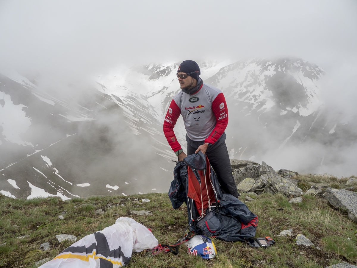 Paul Guschlbauer (AUT1) performs during the Red Bull X-Alps 2021 on Furka pass, Switzerland on June 25, 2021