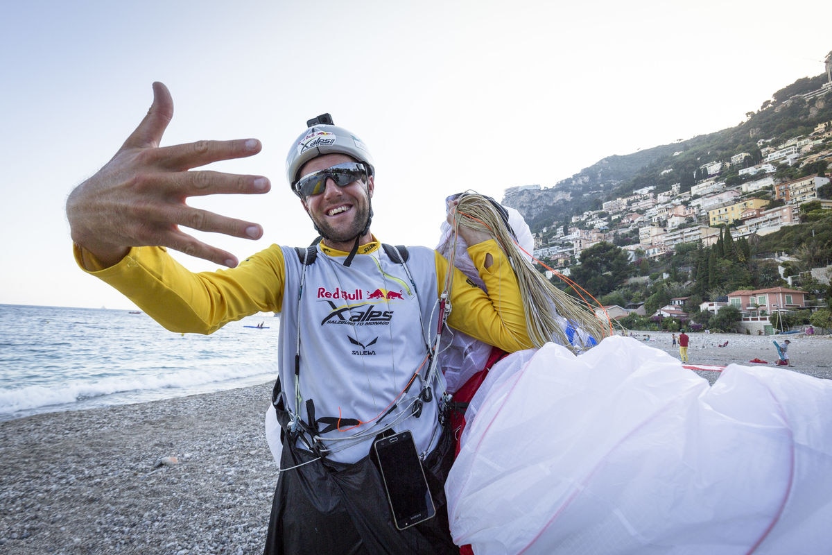 Christian Maurer (SUI1) performs during the Red Bull X-Alps in Monaco, on July 13h, 2017