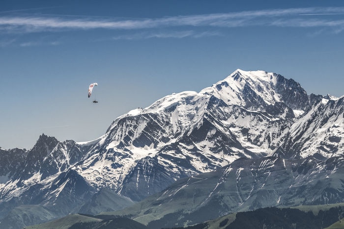 Paul Guschlbauer (AUT1) races during the Red Bull X-Alps next to Mont Blanc, France on June 23, 2019.