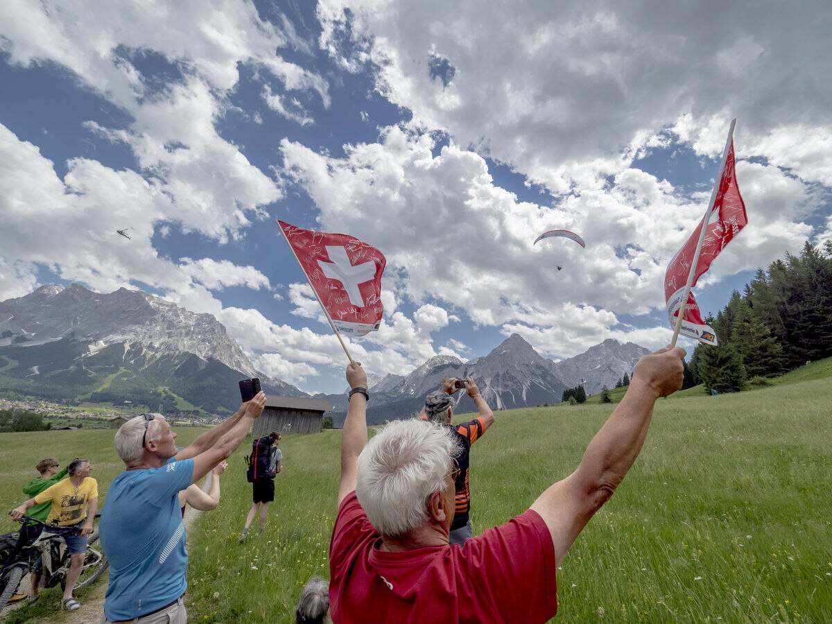 Chrigel Maurer (SUI1) performs during the Red Bull X-Alps 2021 on Grubigstein in Lermoos, Austria on June 22, 2021