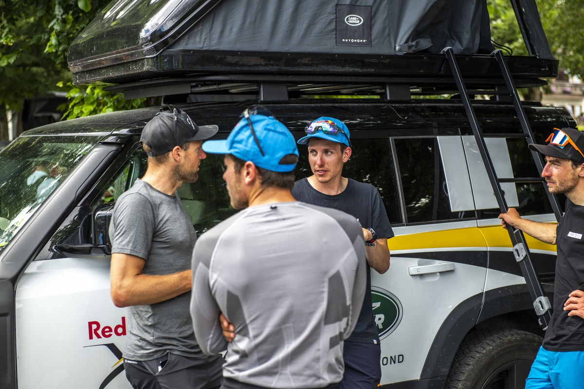 RBC celebrate in the Red Bull X-Alps finish in Zell am See, Austria on June 29, 2021.