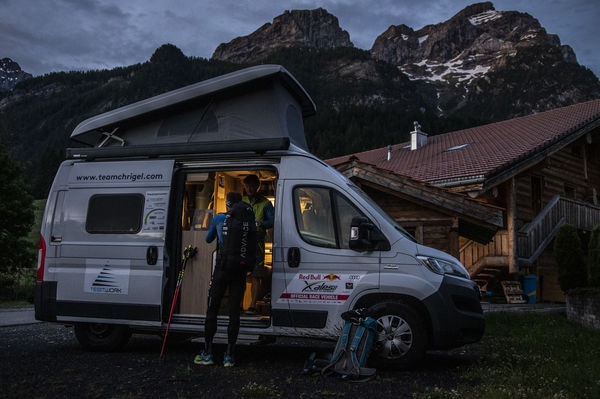 Christian Maurer (SUI1) prepares during the Red Bull X-Alps in Gsteig bei Gstaad in Switzerland on June 21, 2019