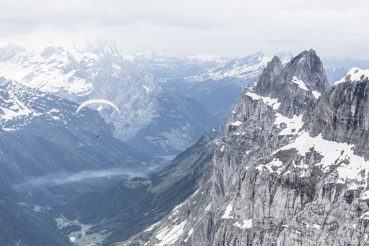 Paul Guschlbauer (AUT1) flyes during the Red Bull X-Alps at Turnpoint 7, Switzerland on June 21, 2019