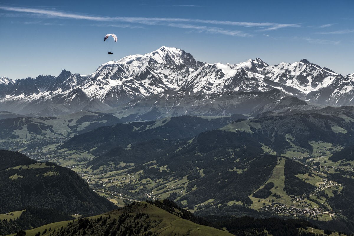 Paul Guschlbauer (AUT1) races during the Red Bull X-Alps next to Mont Blanc, France on June 23, 2019.