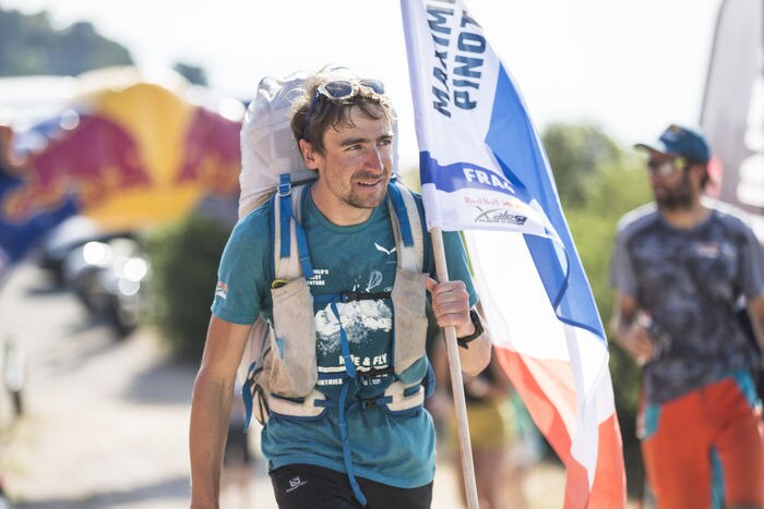 Maxime Pinot (FRA4) finishes the Red Bull X-Alps in Peille, France on June 26, 2019