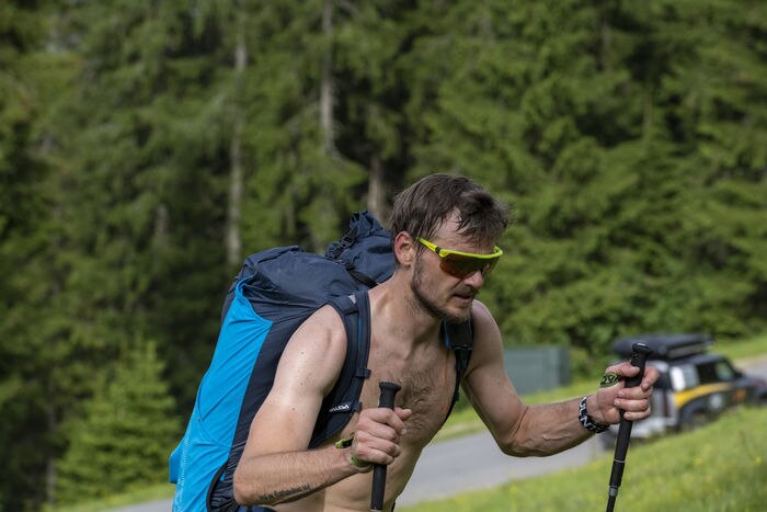 AUT1 hiking during Red Bull X-Alps on Griessenkar, Austria on June 20, 2021
