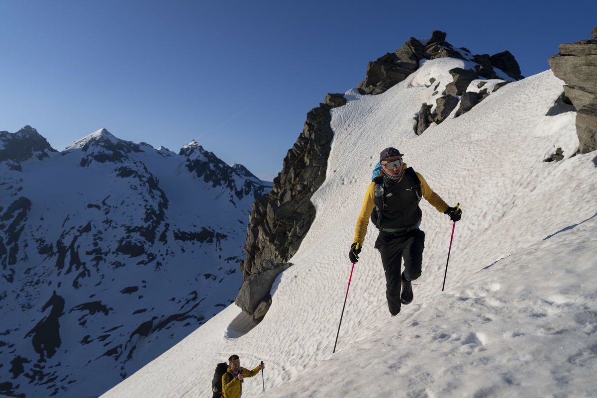 Aaron Durogati performs during the Red Bull X-Alps in Bielerhoehe, Austria on June 13, 2023.