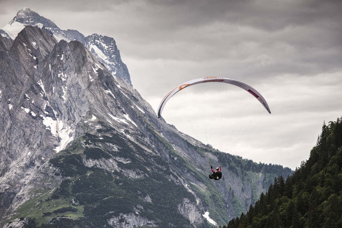 Paul Guschlbauer (AUT1) races during the Red Bull X-Alps at Titlis, Switzerland on June 21, 2019.