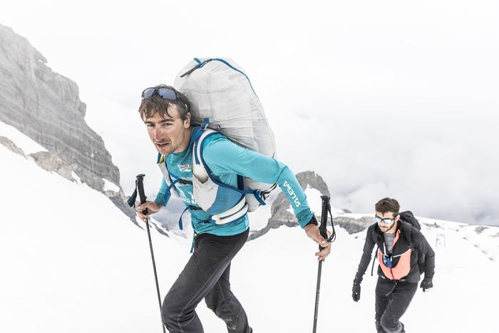 Maxime Pinot (FRA4) hikes during the Red Bull X-Alps at Turnpoint 7, Titlis, Switzerland on June 20, 2019