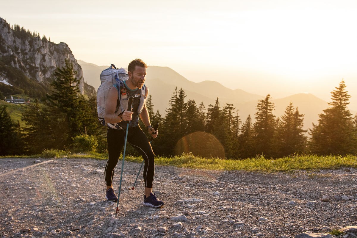 Marko Hrgetic (HRV) hikes during the Red Bull X-Alps in Aschau im Chiemgau, Germany on June 17, 2019