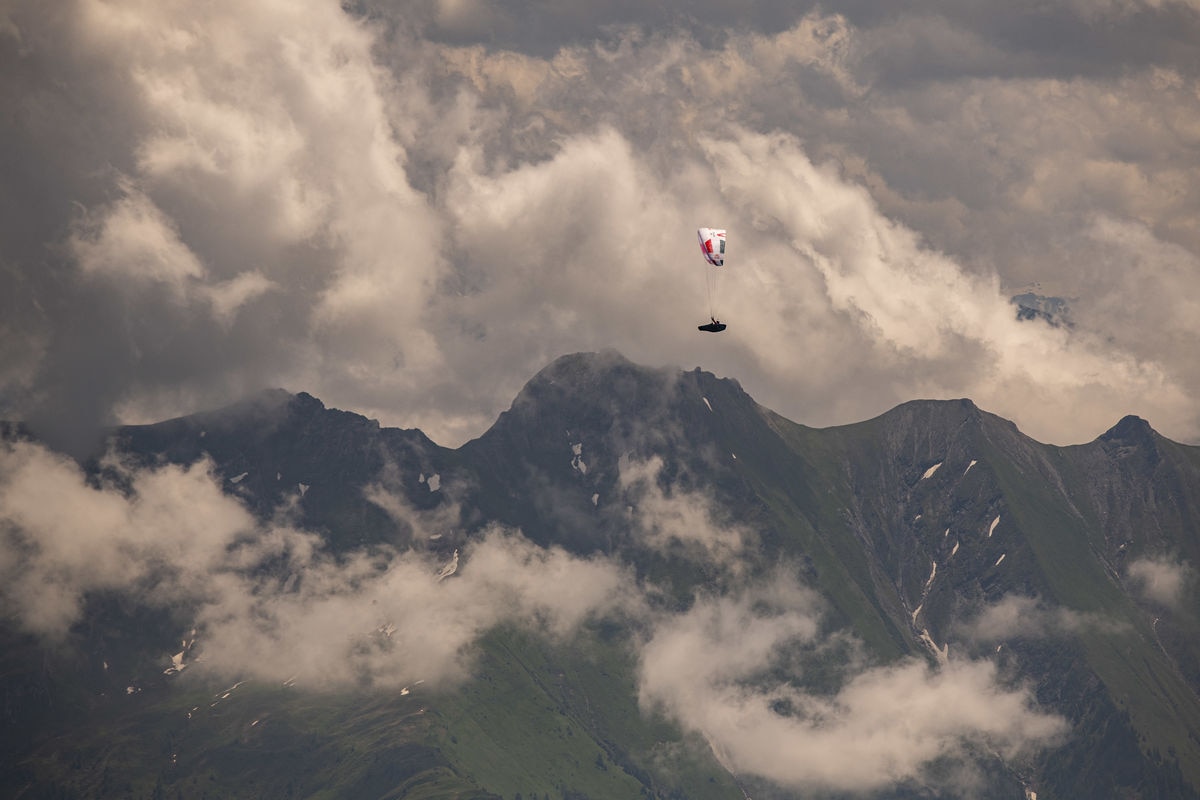 Simon Oberrauner (AUT2) performing during the Red Bull X-Alps at Zell am See / Austria on 29-June-2021. In this endurance adventure race athletes from 18 nations have to fly with paragliders or hike from Salzburg along the alps towards France, around the Mont Blanc back to Zell am See.