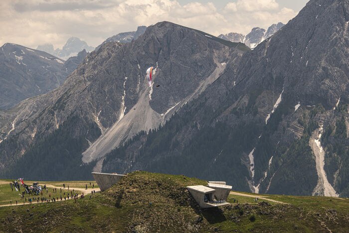 Chrigl Maurer (SUI1) performing during the Red Bull X-Alps at the Kronplatz / Italy on 28-June-2021. In this endurance adventure race athletes from 18 nations have to fly with paragliders or hike from Salzburg along the alps towards France, around the Mont Blanc back to Salzburg.