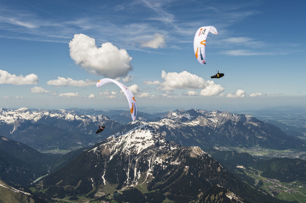 Participant flies during the Red Bull X-Alps preparations in Lermoos, Austria on june 02, 2019