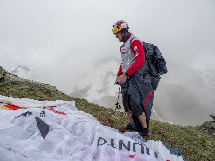 Paul Guschlbauer (AUT1) performs during the Red Bull X-Alps 2021 on Furka pass, Switzerland on June 25, 2021
