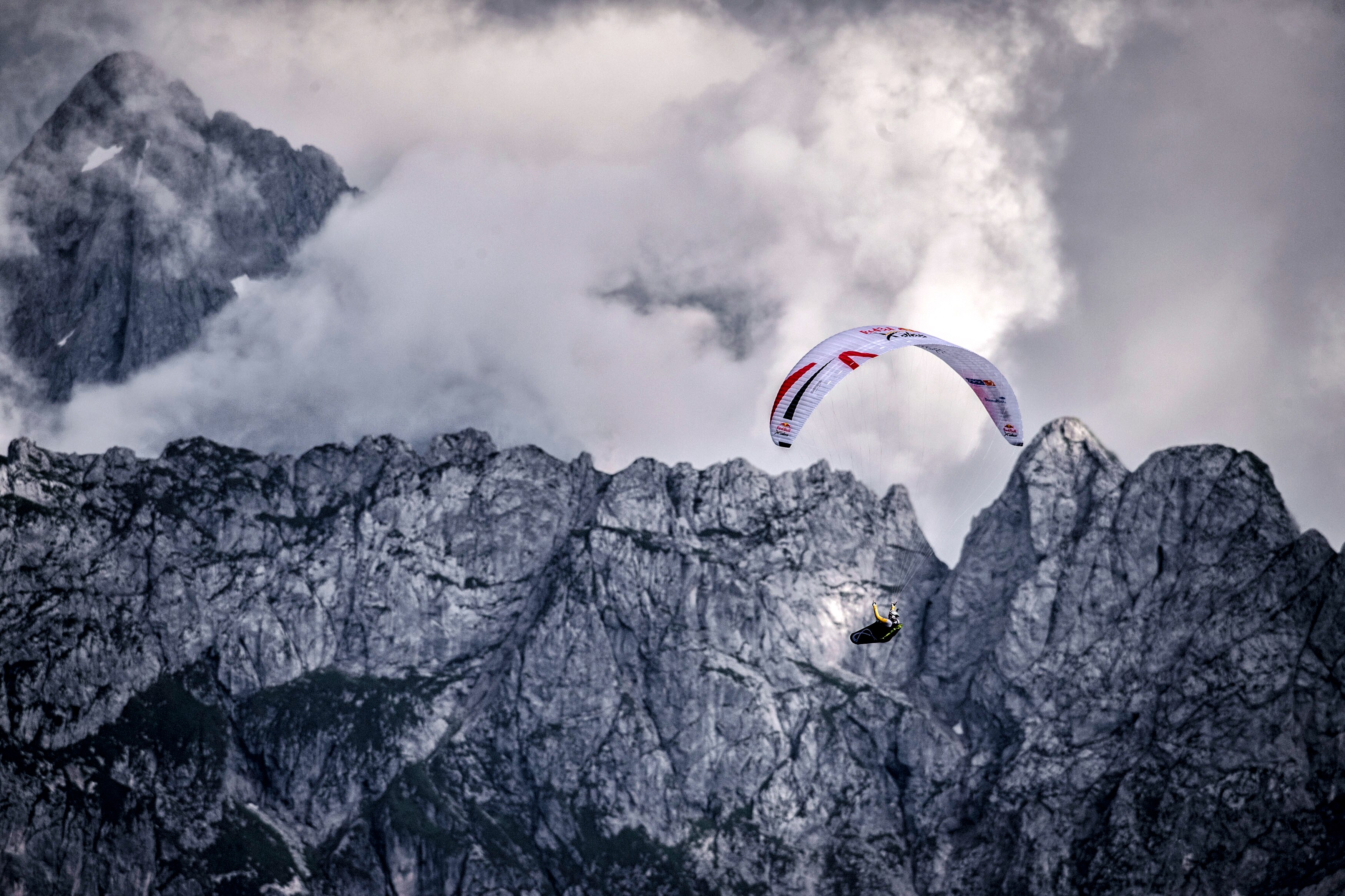 Christian Maurer (SUI1) races during the Red Bull X-Alps at the Triglav massiv, Austria on July 3, 2017.