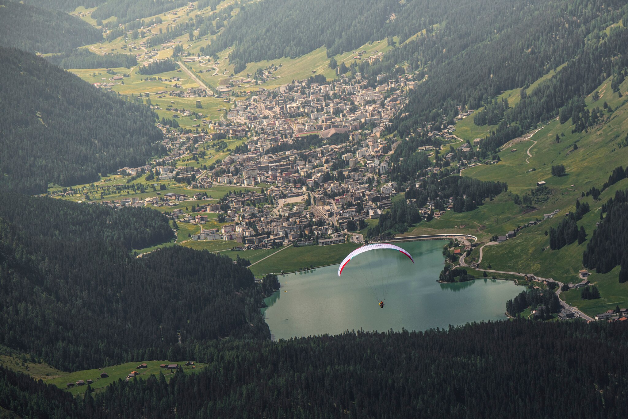 Christian Maurer (SUI1) approaches Davos during the Red Bull X-Alps, Switzerland on June 19, 2019.