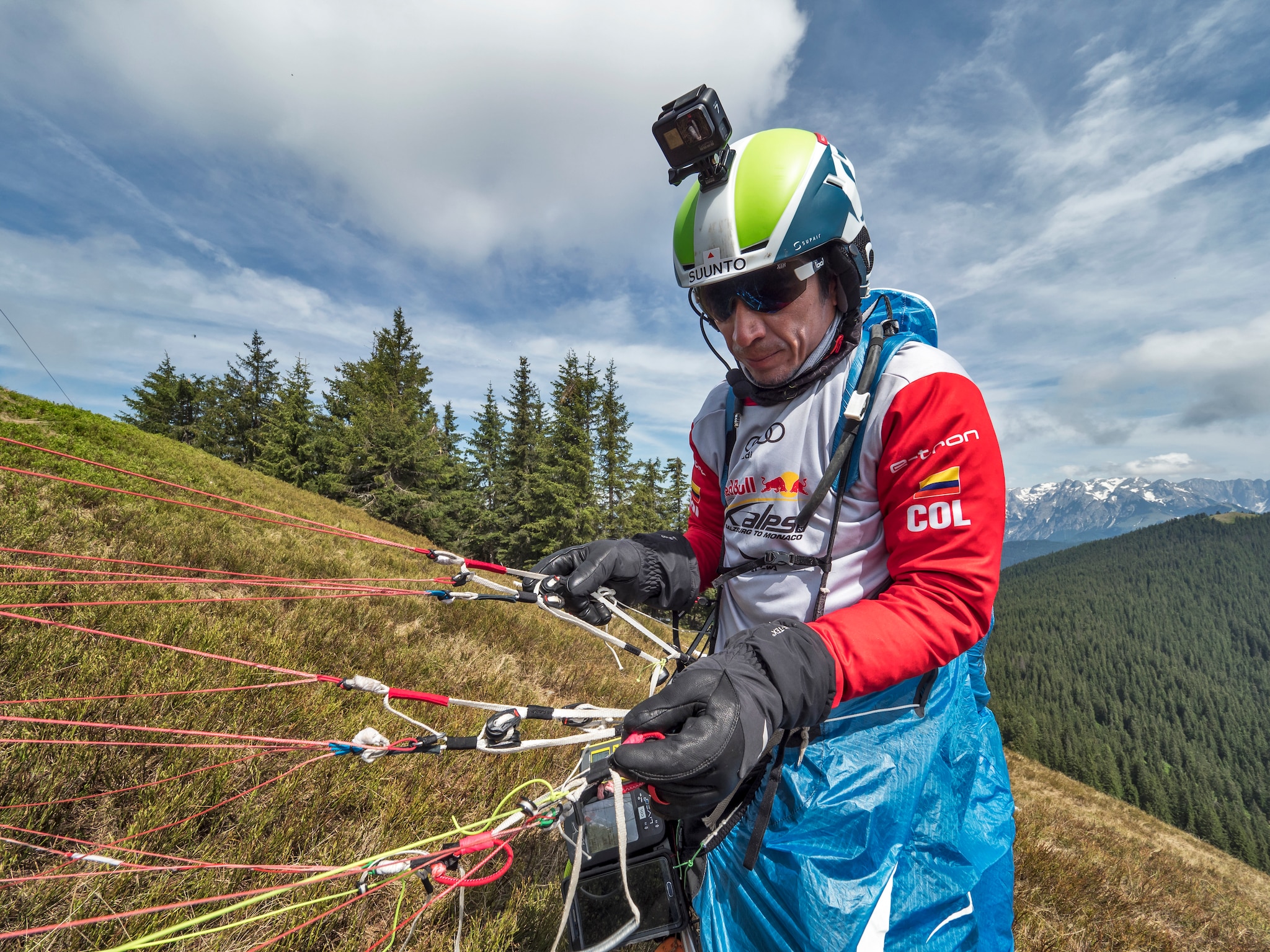 Alex Villa (COL) seen during the Red Bull X-Alps on Hochgrindeck, Austria on June 17, 2019