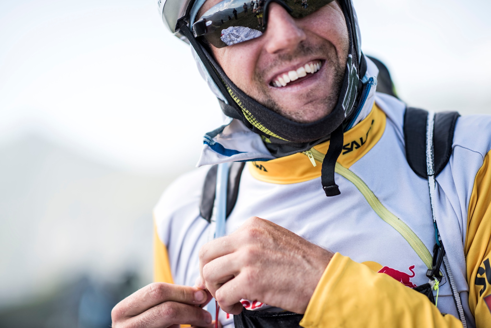 Christian Maurer (SUI1) hikes during the Red Bull X-Alps at Pass Tende, Italy on July 12, 2017.