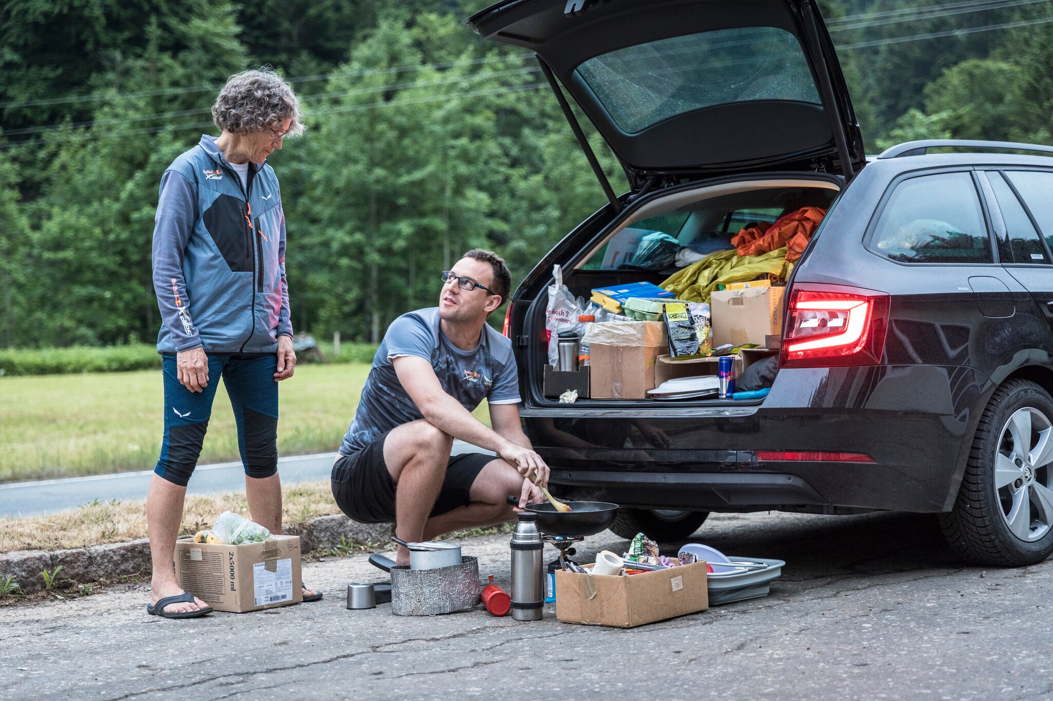 Family affair: Mother and brother of Nick Neynens (NZL1) during Red Bull X-Alps in Abtenau, Austria on June 16, 2019