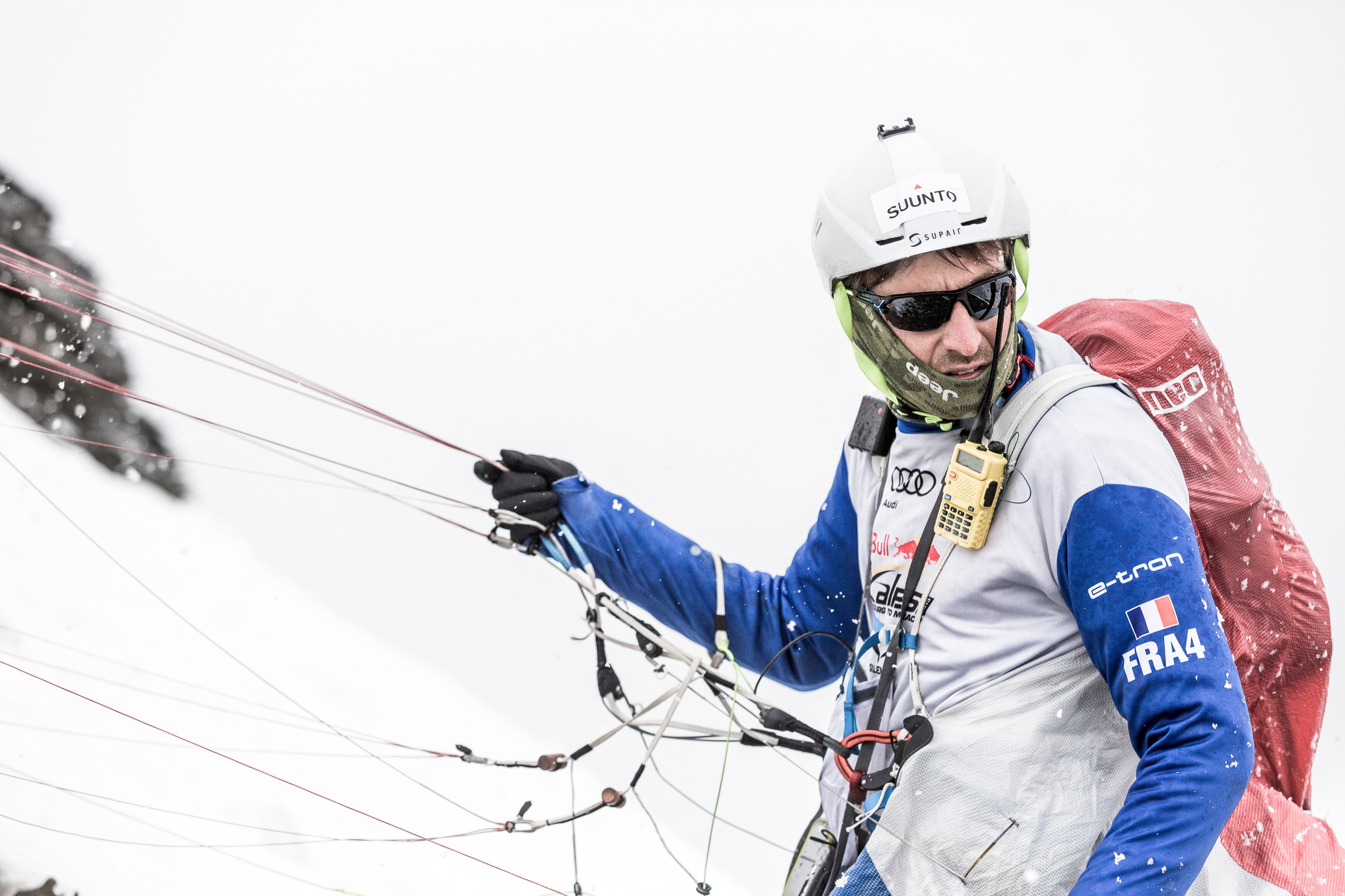 Maxime Pinot (FRA4) prepares to launch during the Red Bull X-Alps at Turnpoint 7, Titlis, Switzerland on June 20, 2019