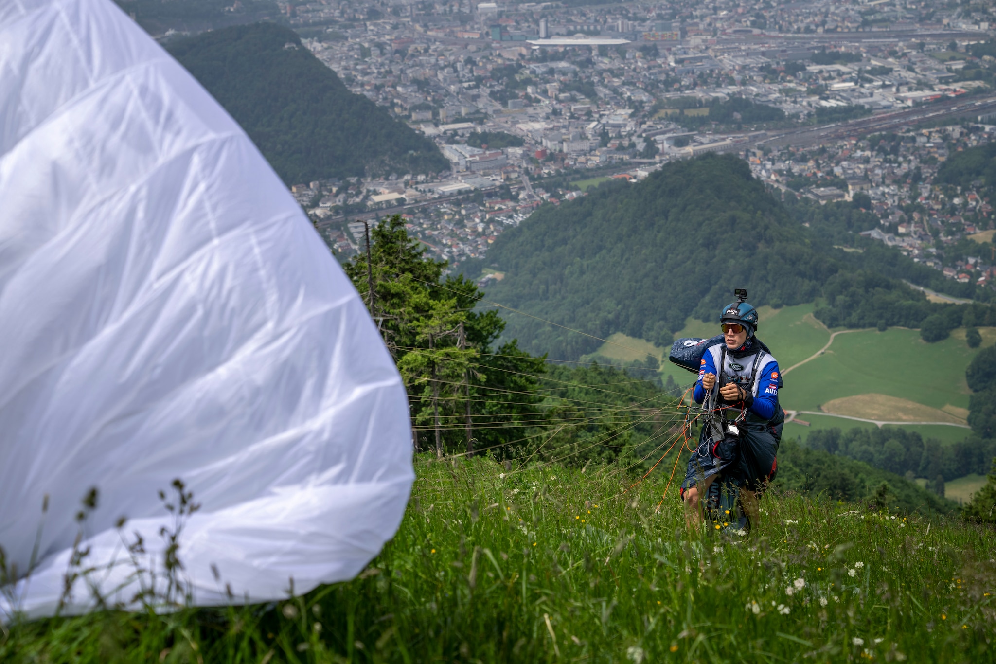 AUT3 performs during the Red Bull X-Alps in Salzburg, Austria on June 20, 2021.