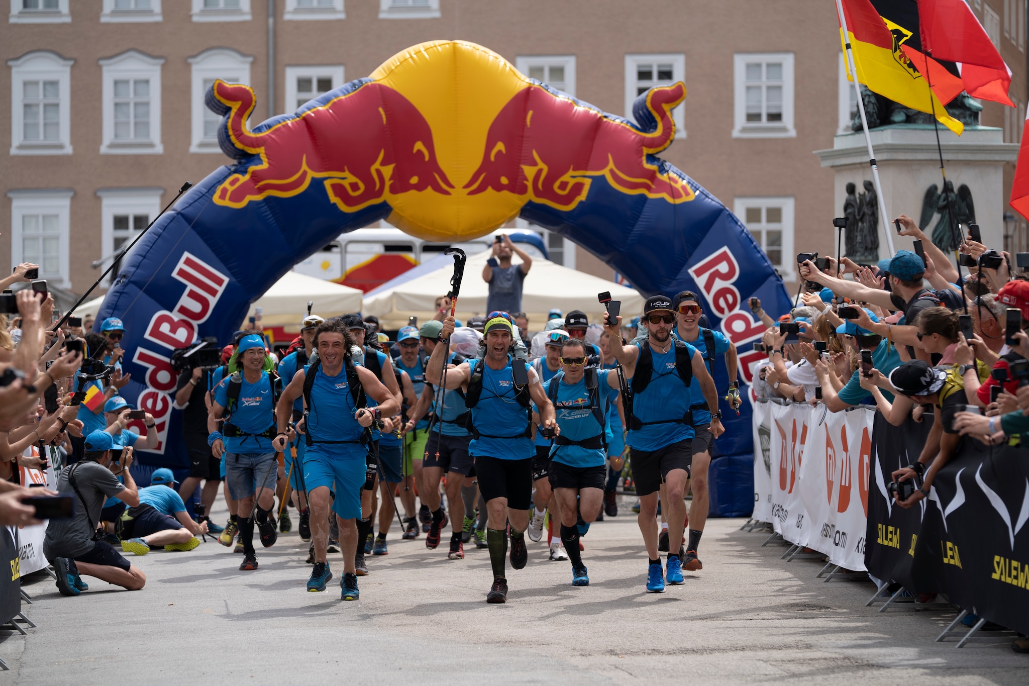 Athletes performing during X-Alps start in Salzburg, Austria on June, 20 2021