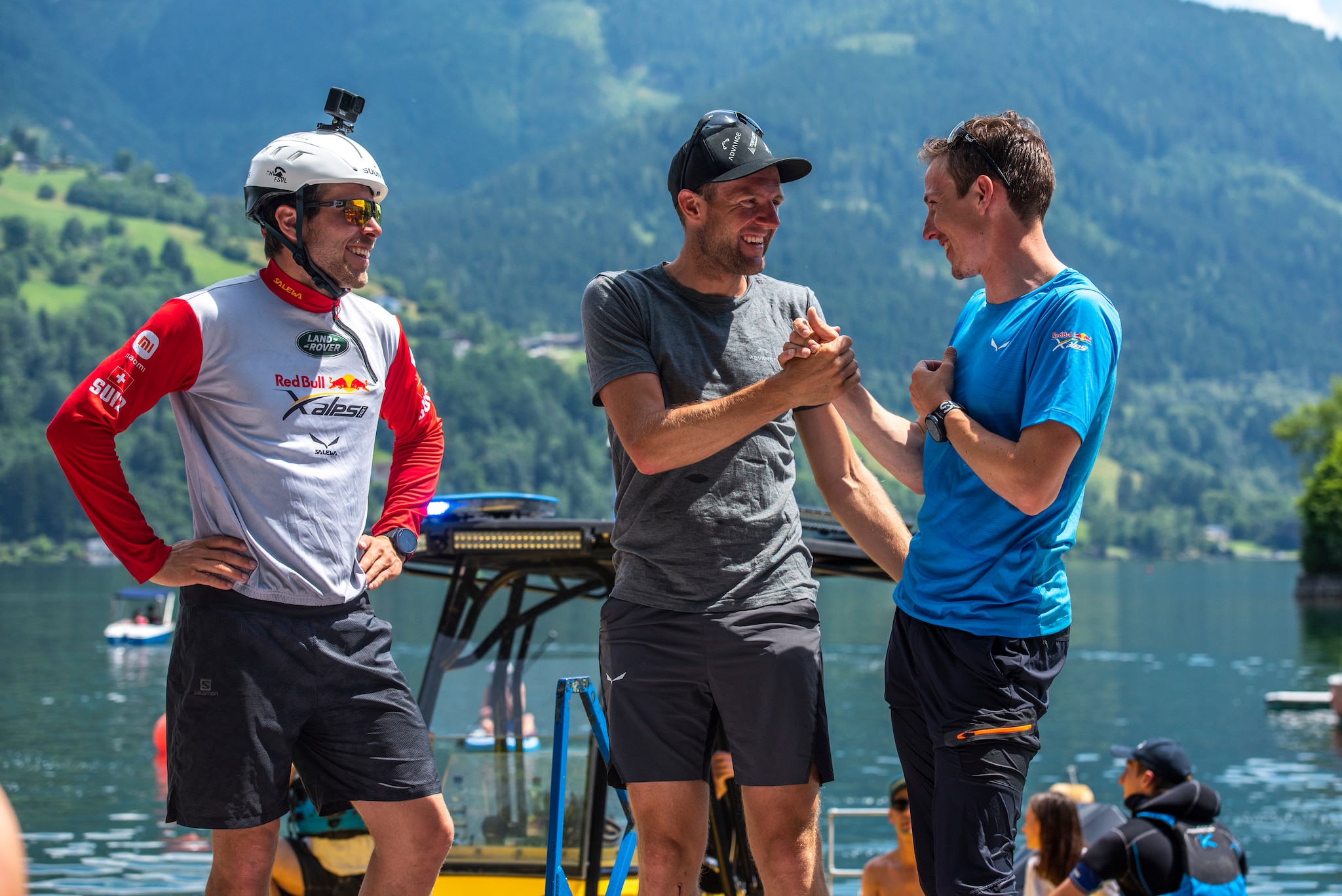 RBC celebrate in the Red Bull X-Alps finish in Zell am See, Austria on June 29, 2021.