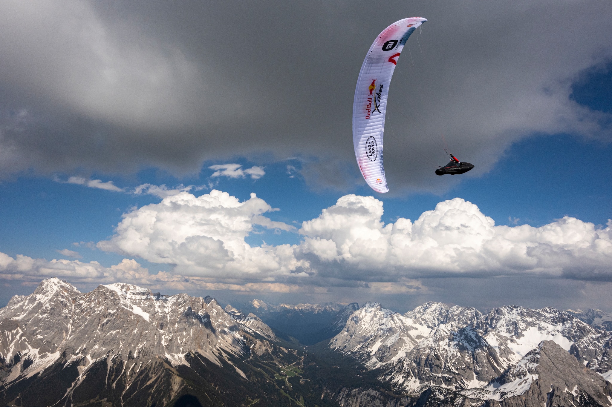 Participant flies during the Red Bull X-Alps preparations in Lermoos, Austria on June 02, 2021