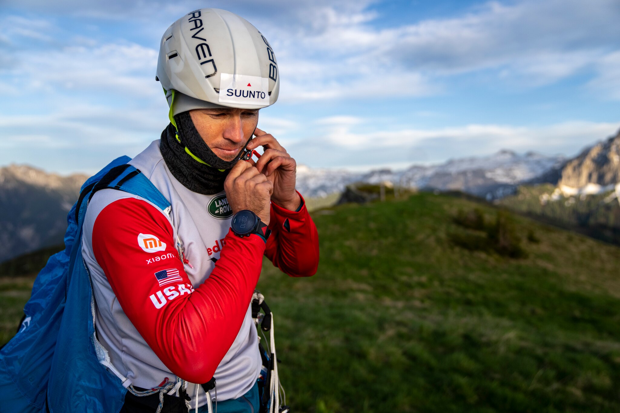 USA2 performs during the Red Bull X-Alps pre-shooting in Kleinarl, Austria on June 15, 2021.