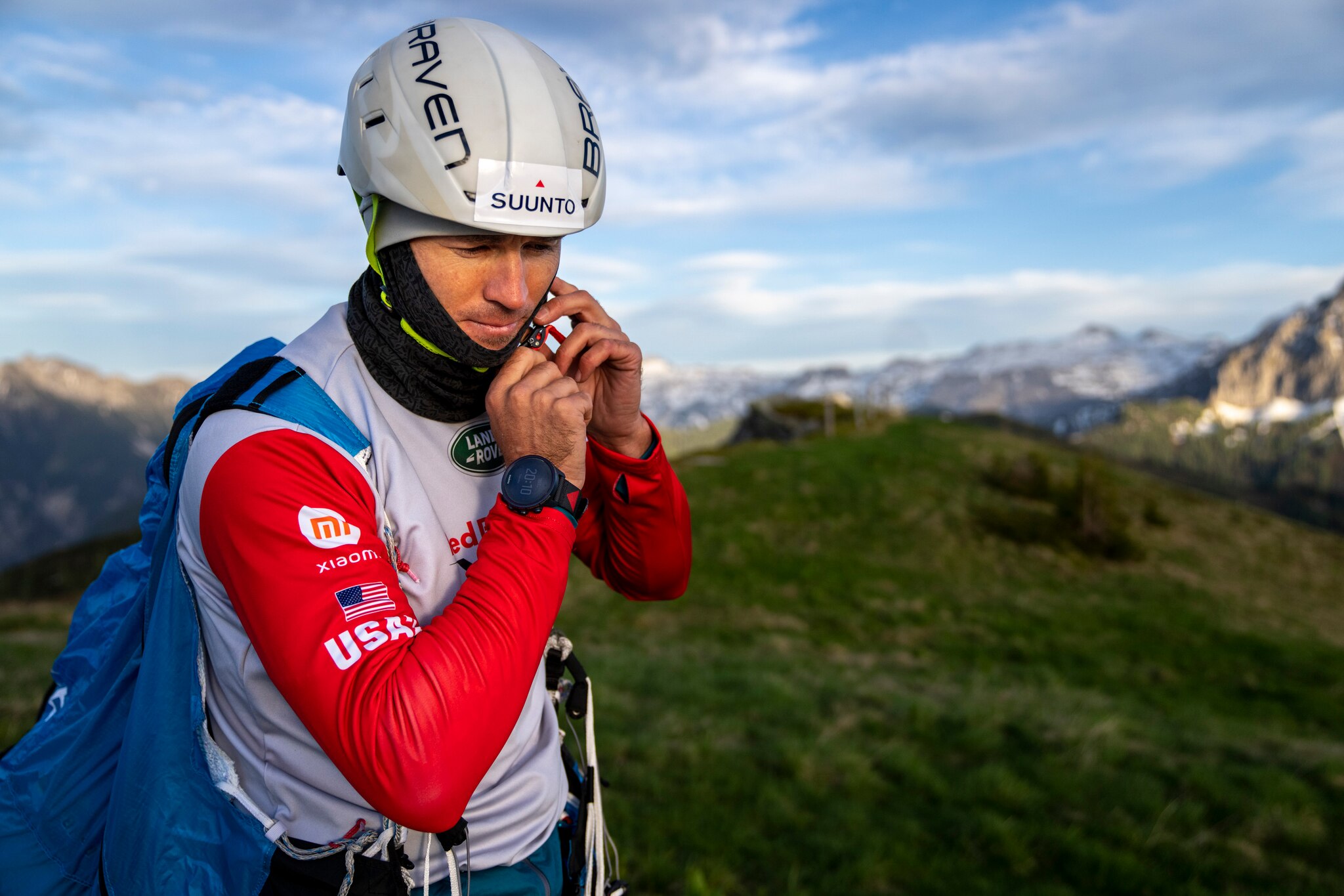 USA2 performs during the Red Bull X-Alps pre-shooting in Kleinarl, Austria on June 15, 2021.