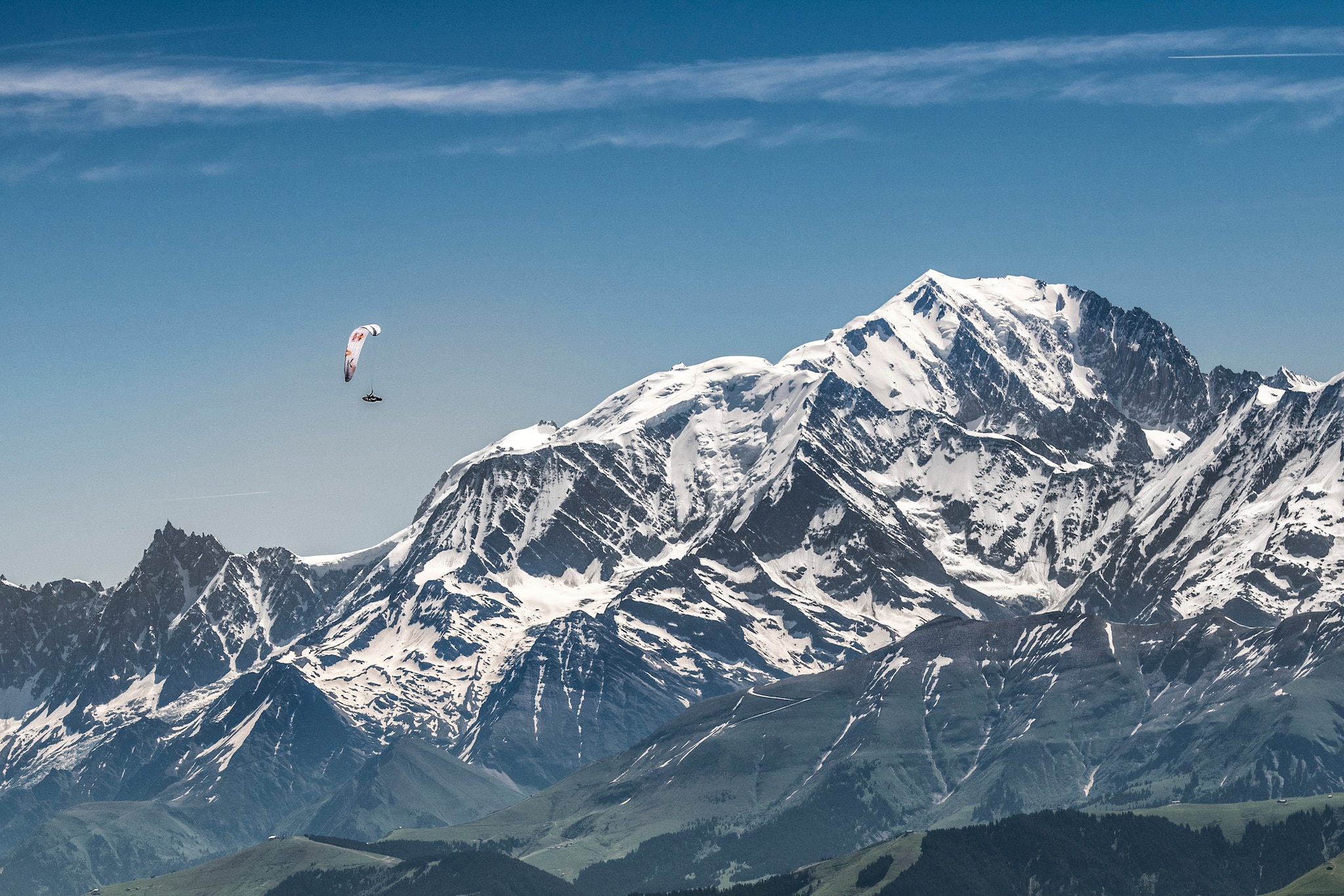 Paul Guschlbauer (AUT1) races during the Red Bull X-Alps next to Mont Blanc, France on June 23, 2019.