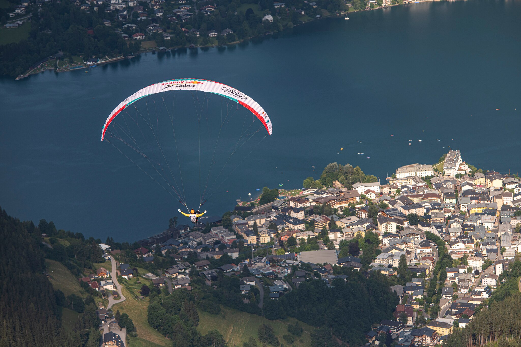 Chrigl Maurer (SUI1) performing during the Red Bull X-Alps at Zell am See / Austria on 28-June-2021. In this endurance adventure race athletes from 18 nations have to fly with paragliders or hike from Salzburg along the alps towards France, around the Mont Blanc back to Salzburg.