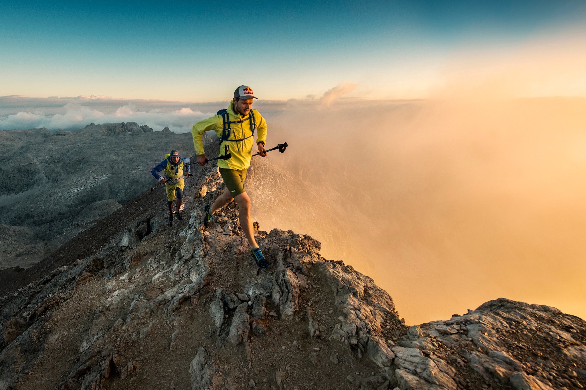 Paul Guschlbauer (AUT1) and Aaron Durogati (ITA1) Perform during preparations for the Red Bull X-Alps in Bolzano, Italy on August 2, 2016