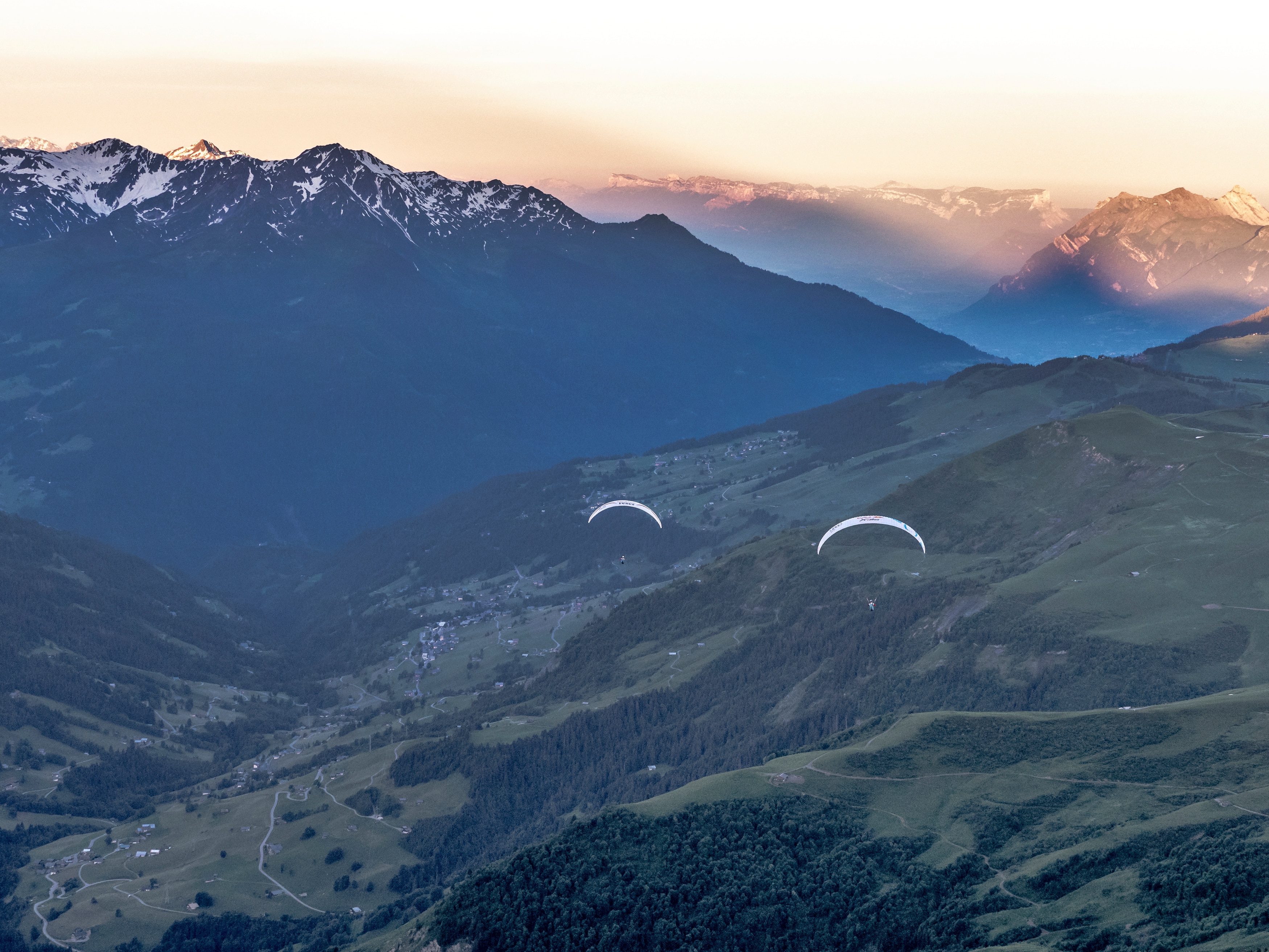 Gaspard Petiot (FRA2) Tom de Dorlodot (BEL) seen during the Red Bull X-Alps in Chamonix, France on June 24, 2019