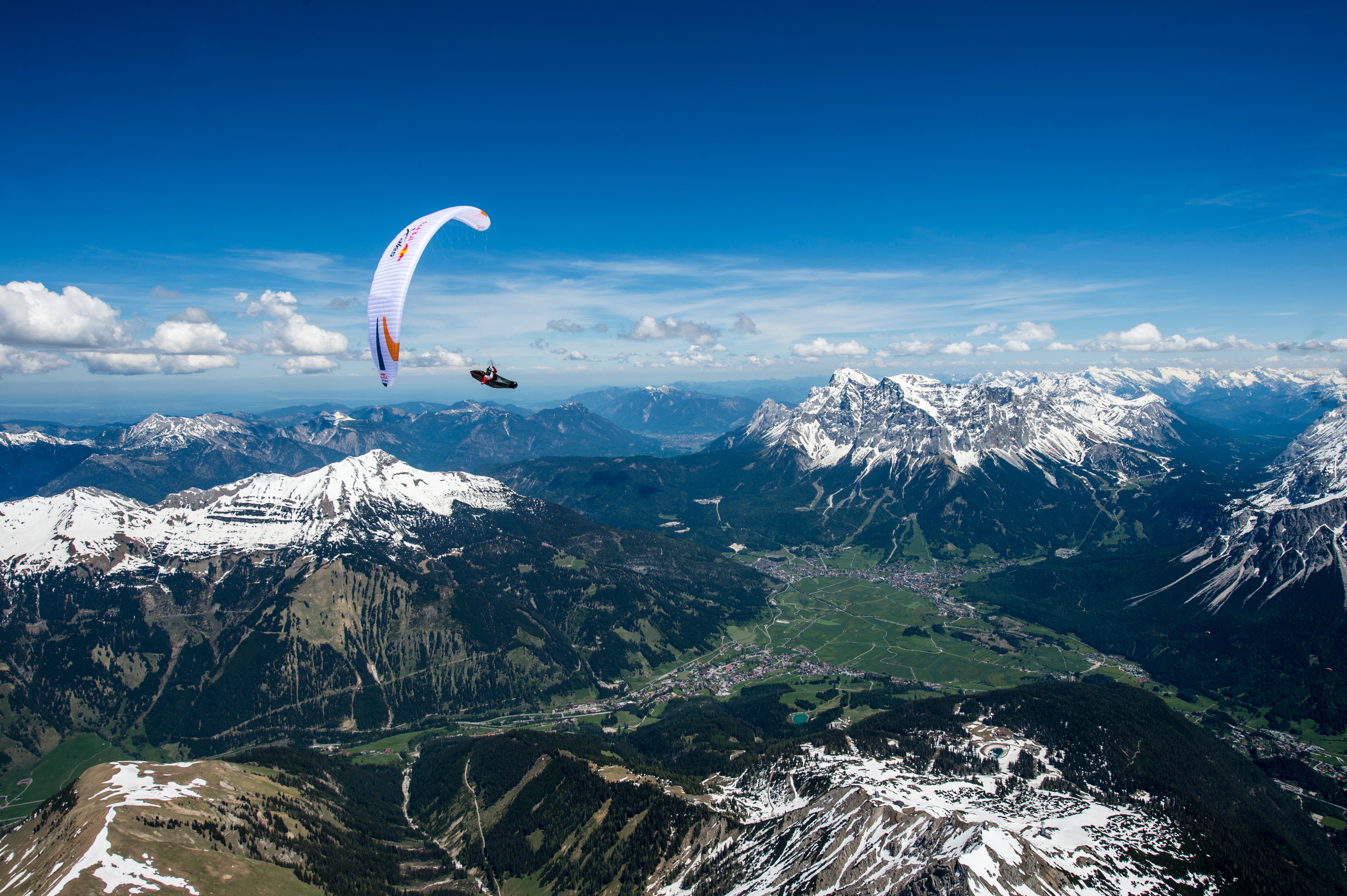 Participant flies during the Red Bull X-Alps preparations in Lermoos, Austria on june 02, 2019