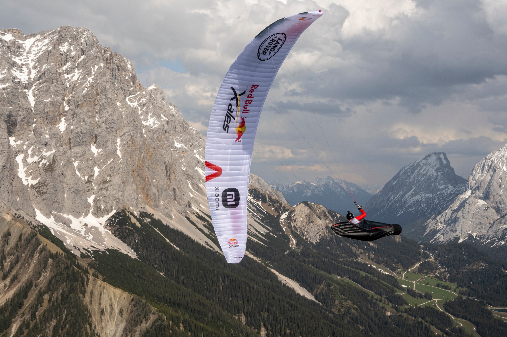 Participant flies during the Red Bull X-Alps preparations in Lermoos, Austria on june 02, 2021