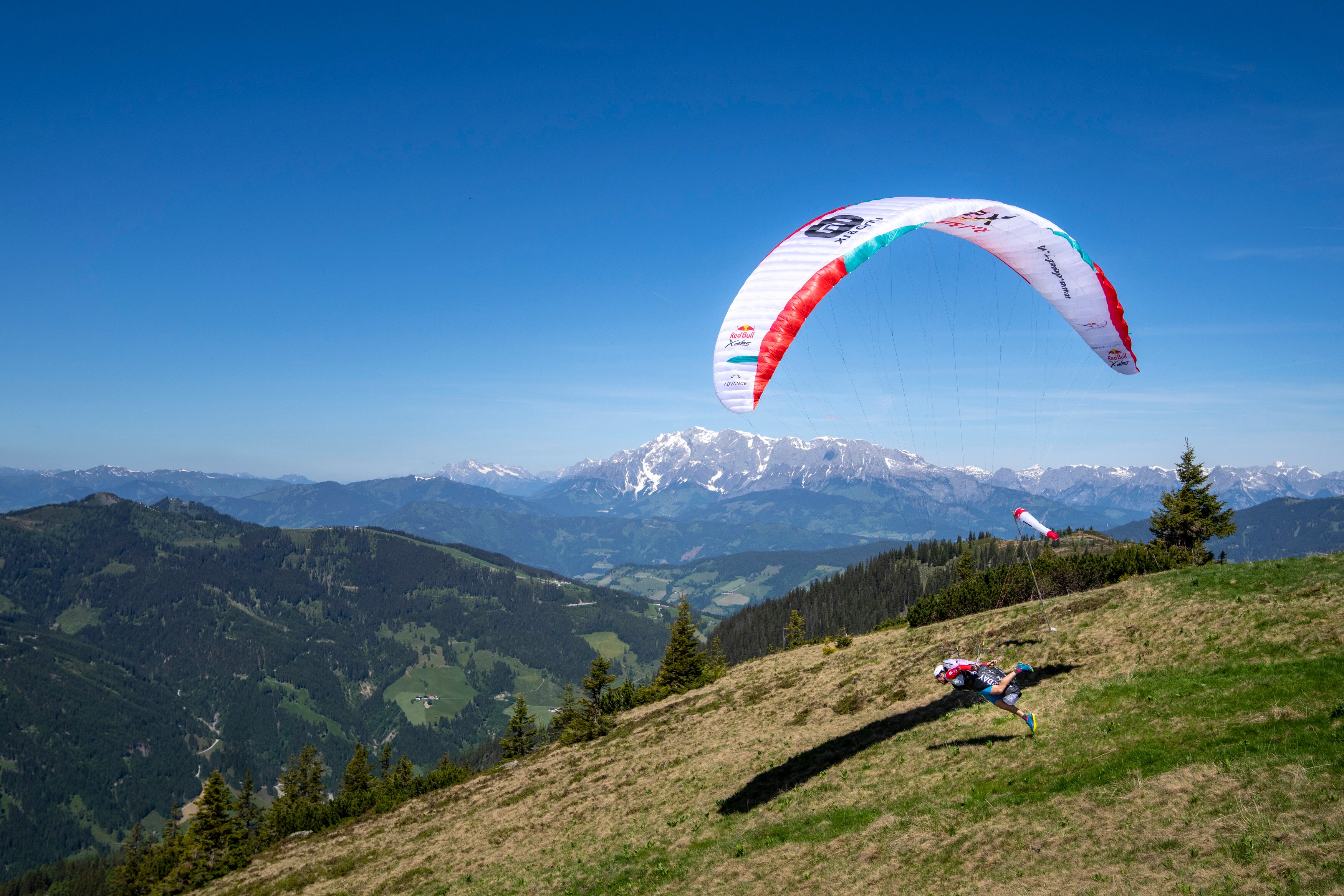 SUI2 performs during the Red Bull X-Alps pre-shooting in Kleinarl, Austria on June 15, 2021.
