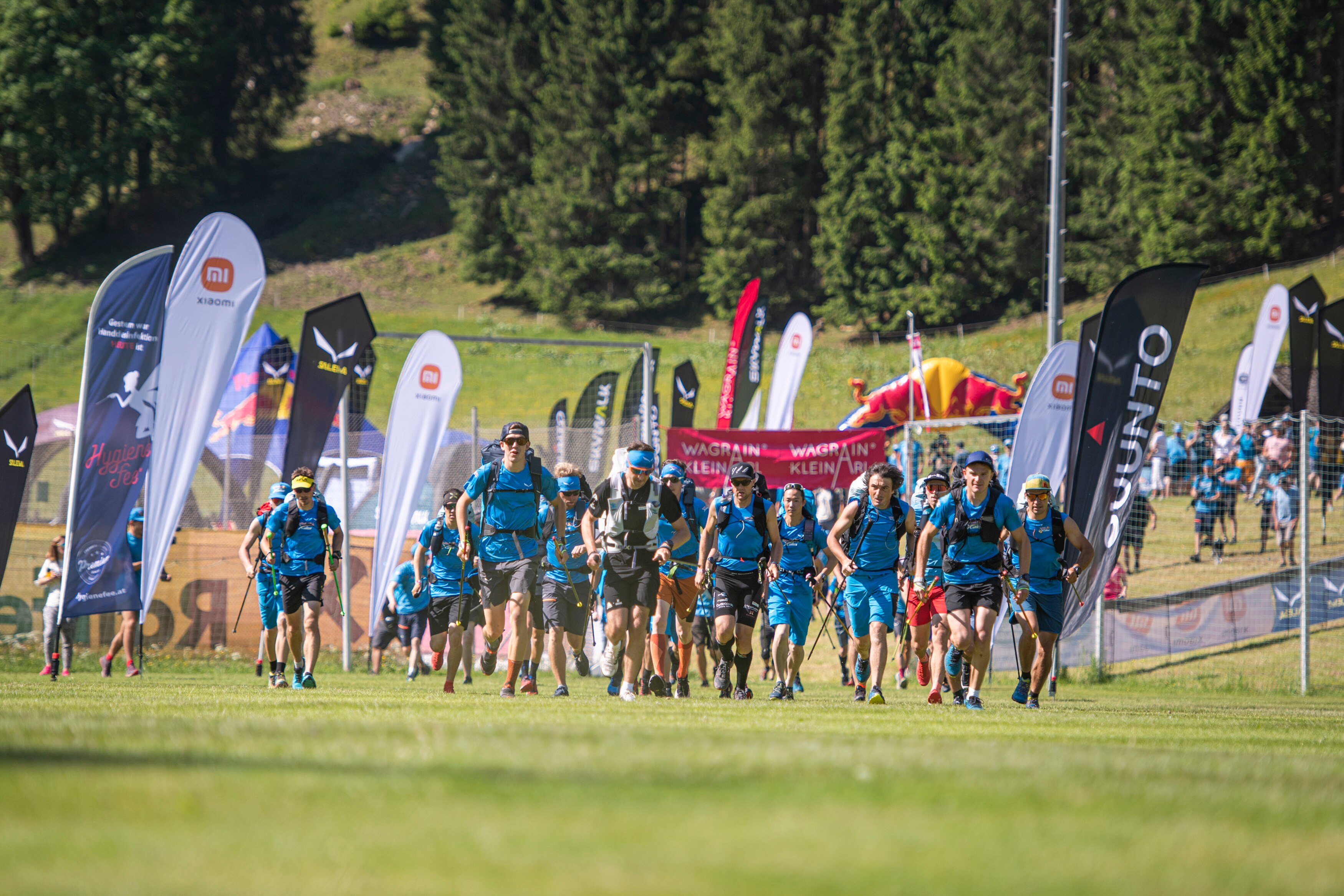 Athletes perform at the prologue of the Red Bull X-Alps in Wagrain-Kleinarl, Austria on June 17, 2021.