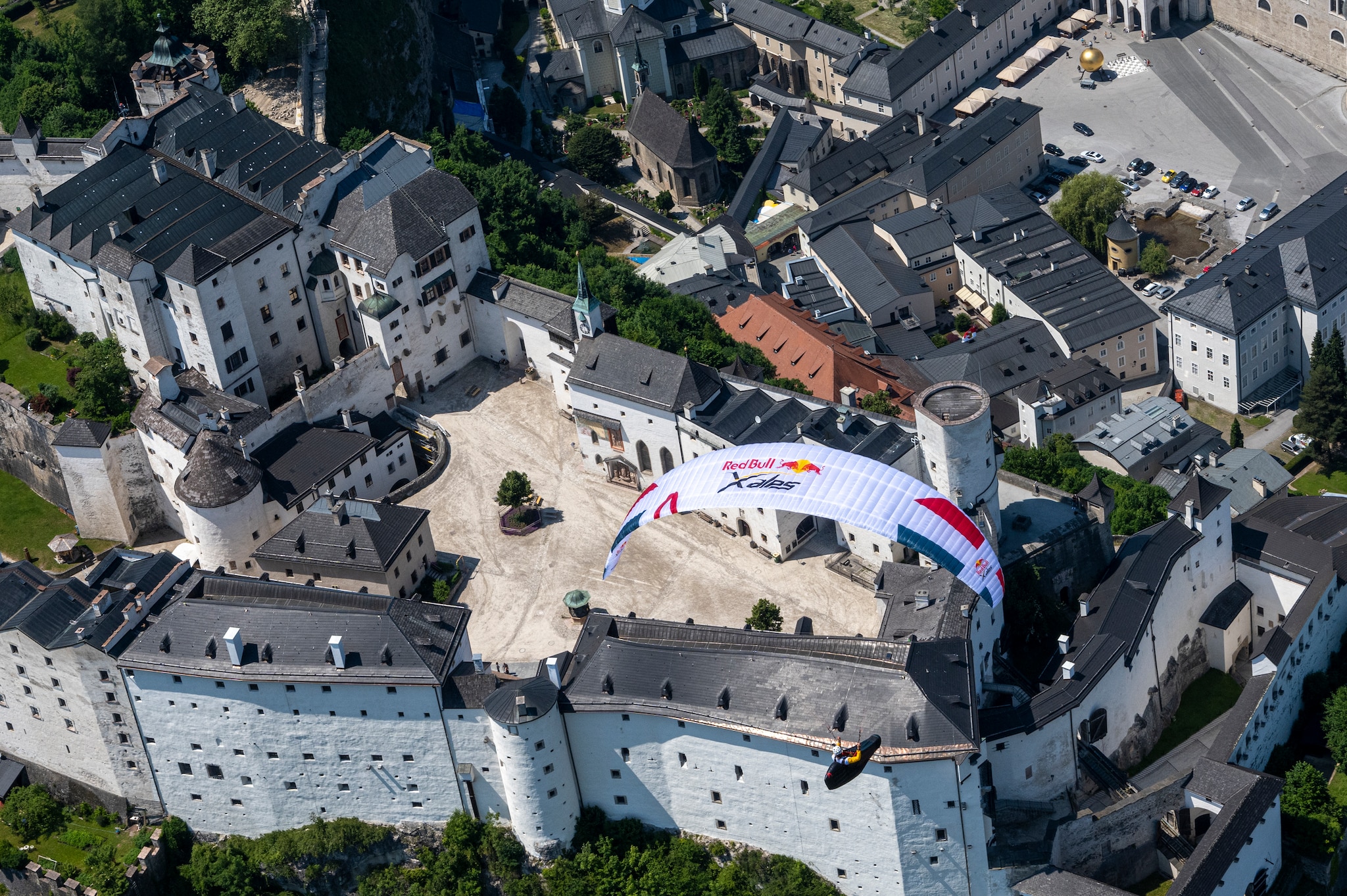 Participant flies during the Red Bull X-Alps preparations in Salzburg, Austria on June 18, 2021