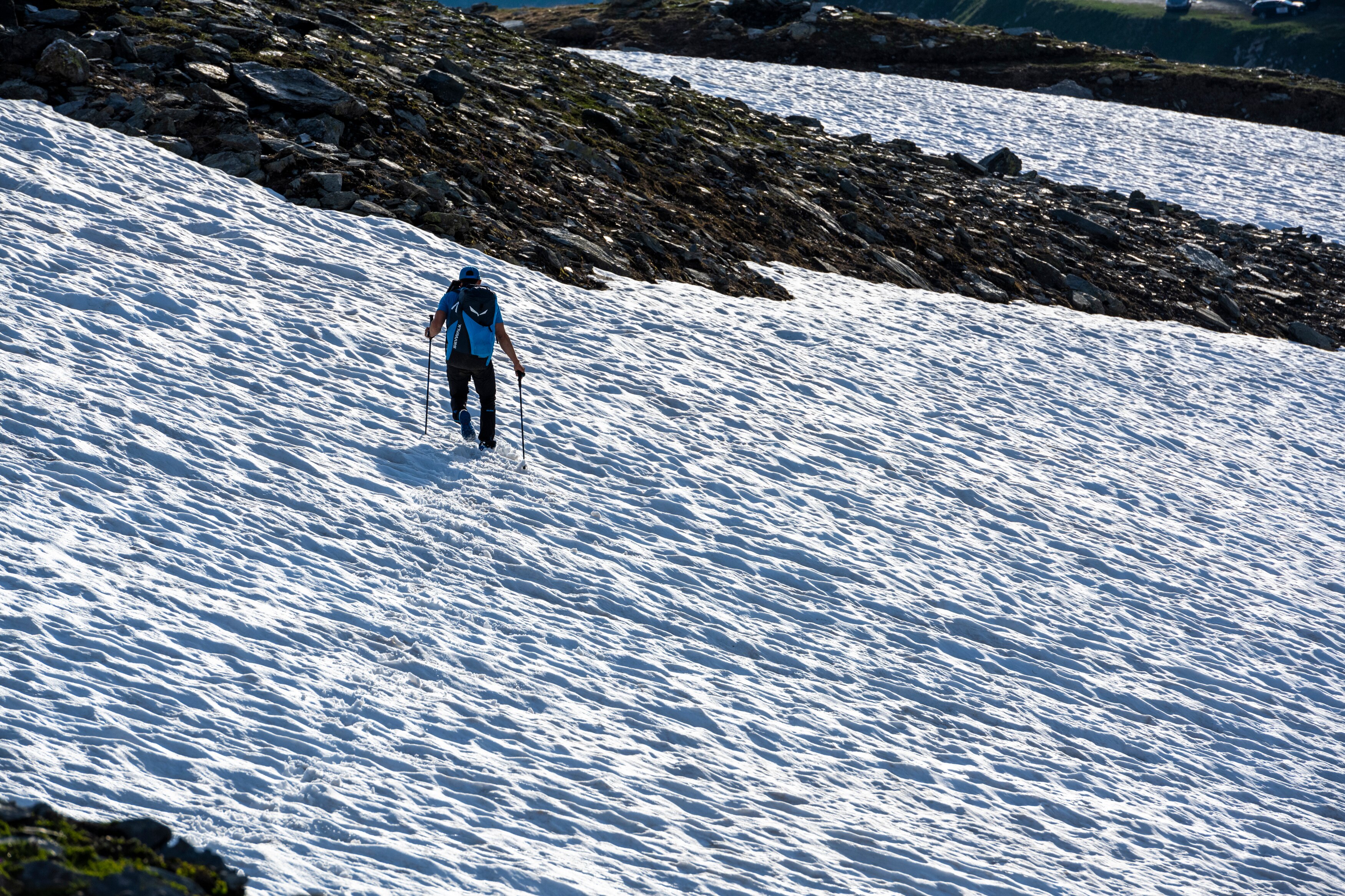 MEX hiking during X-Alps on Furkapass, Switzerland on June 26, 2021