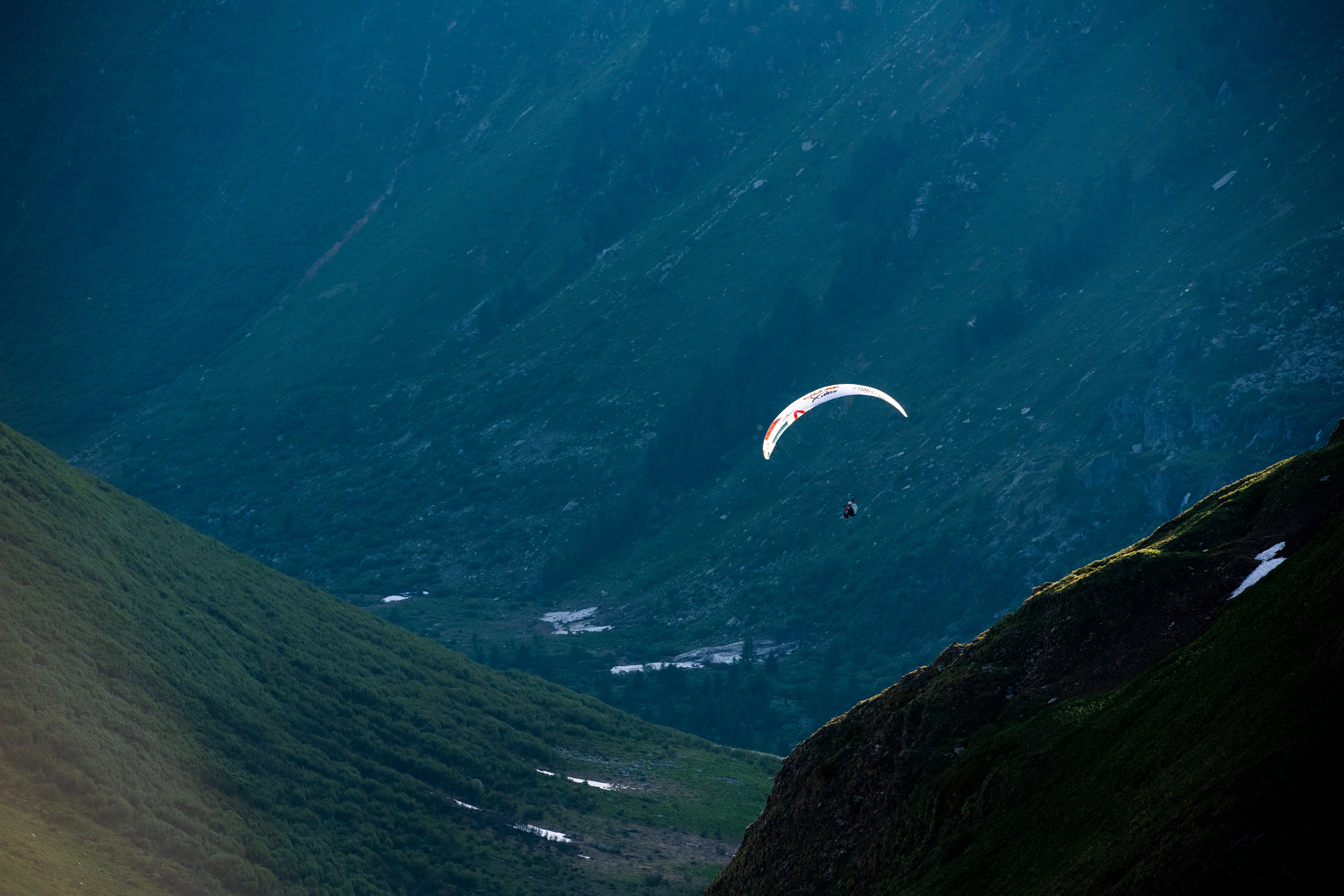 MEX flying during X-Alps on Furkapass, Switzerland on June 26, 2021