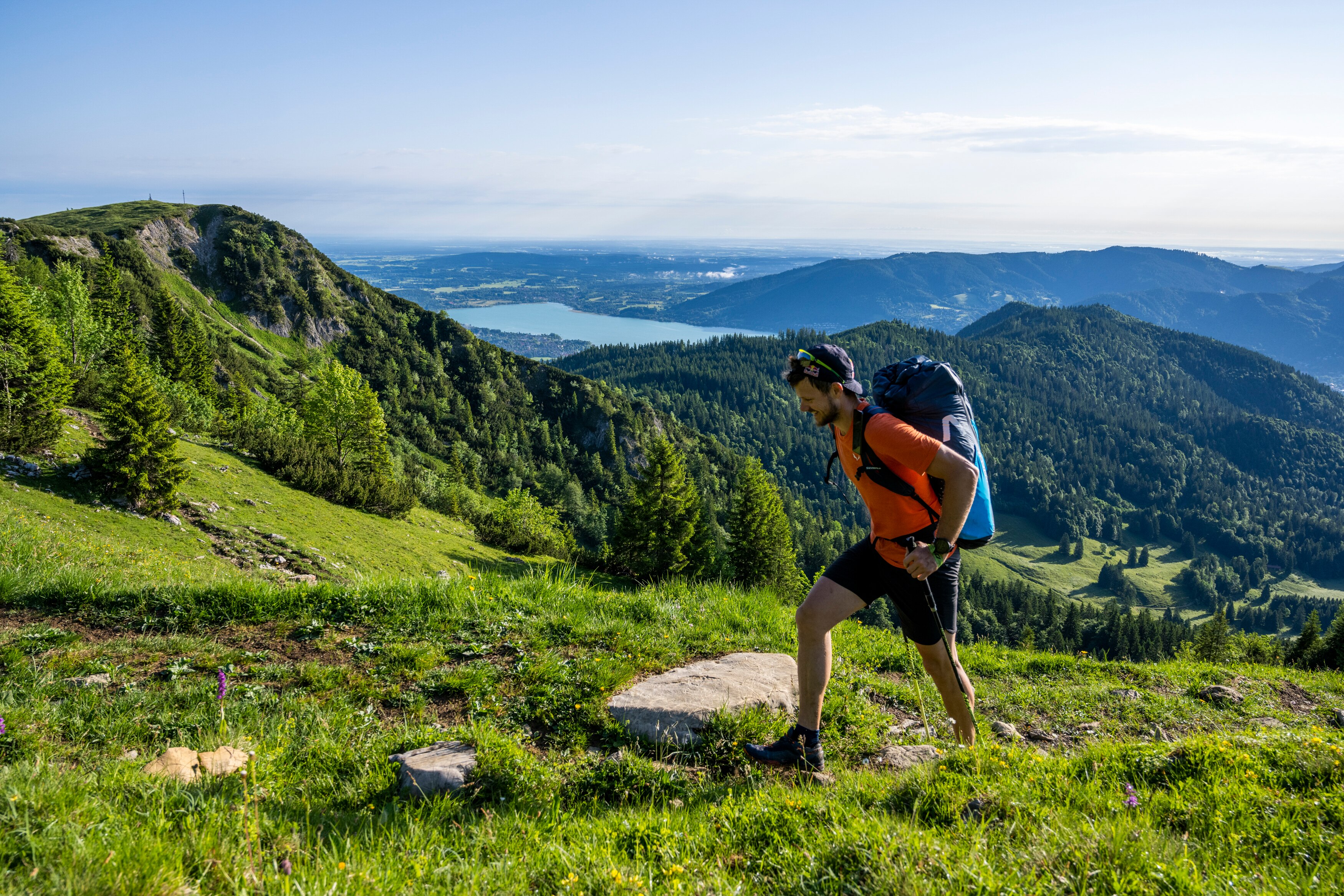 AUT1 hiking during Red Bull X-Alps on Hirschberg, Germany on June 22, 2021