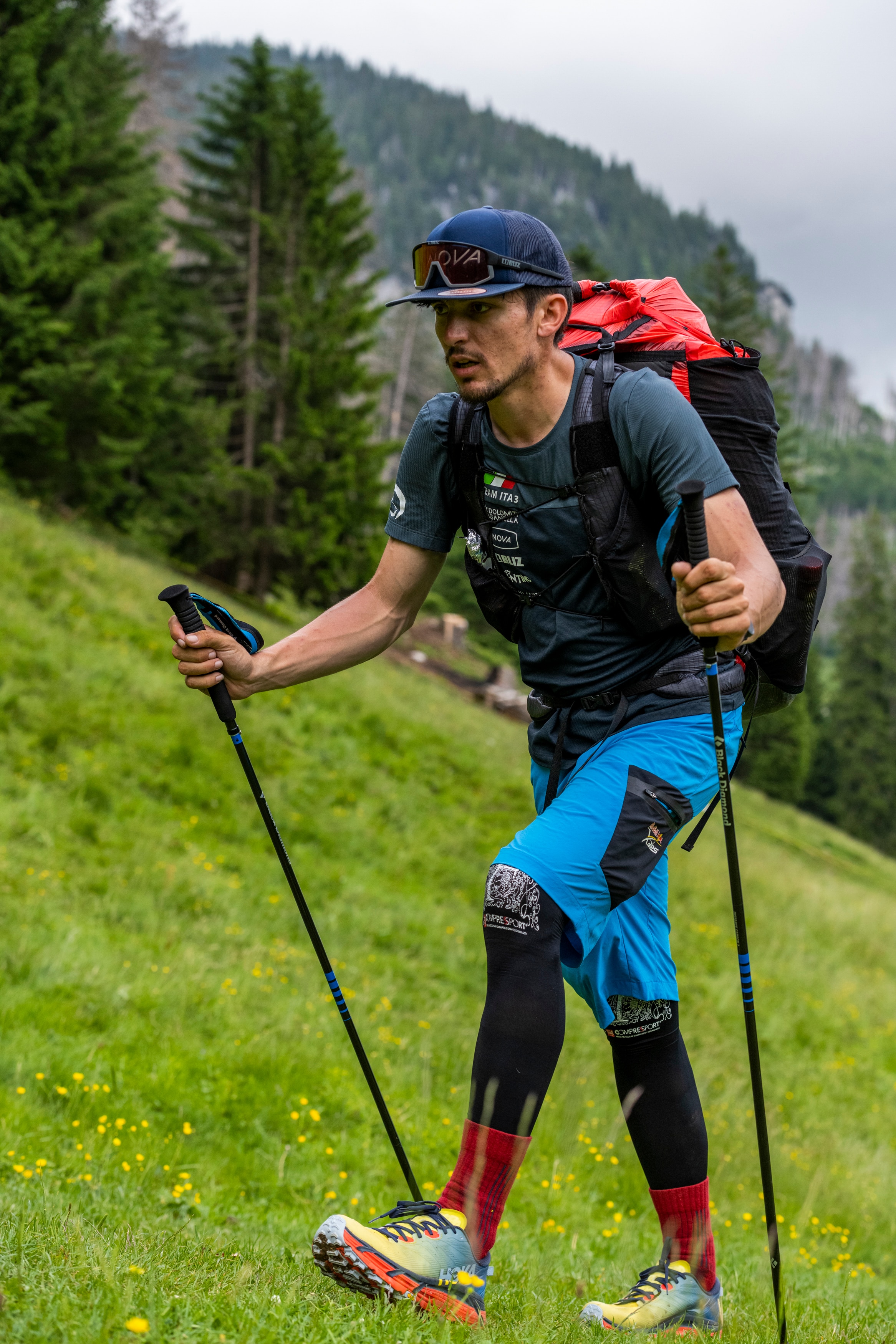 ITA3 hiking during X-Alps on Säntis, Switzerland on June 25, 2021