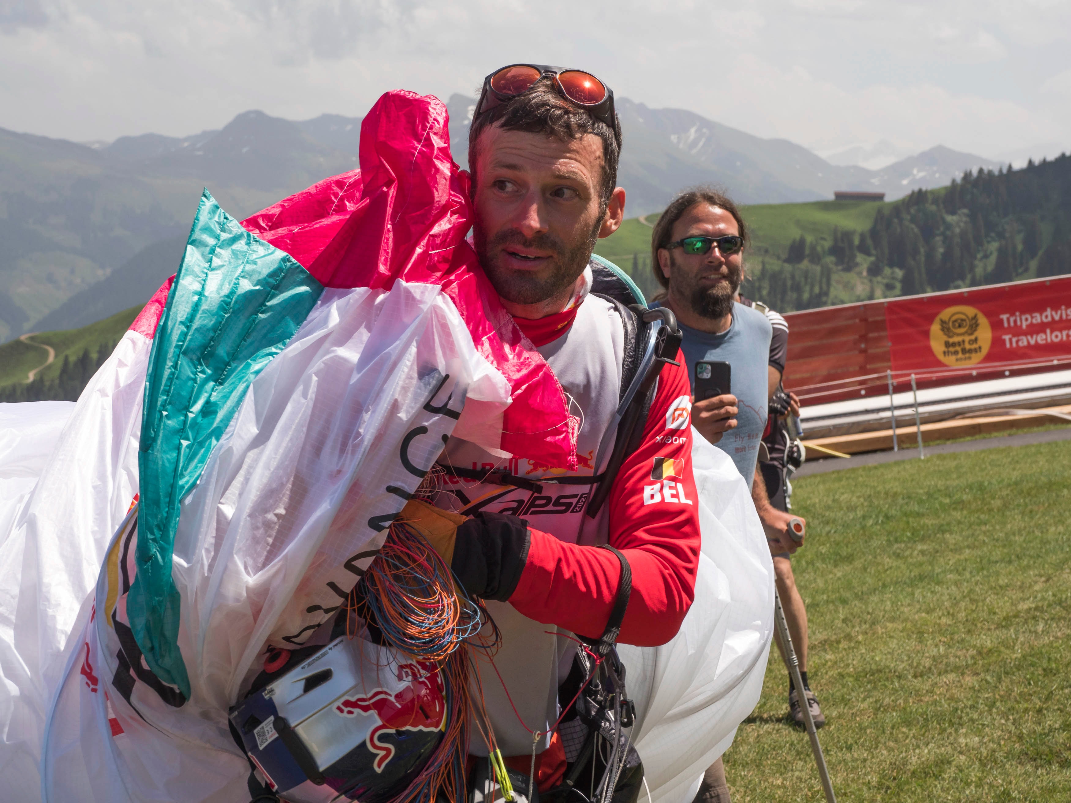 Christian Maurer (SUI1) performs during the Red Bull X-Alps 2021 on Hahnenkamm in Kitzbuhel, Austria on August 21, 2021