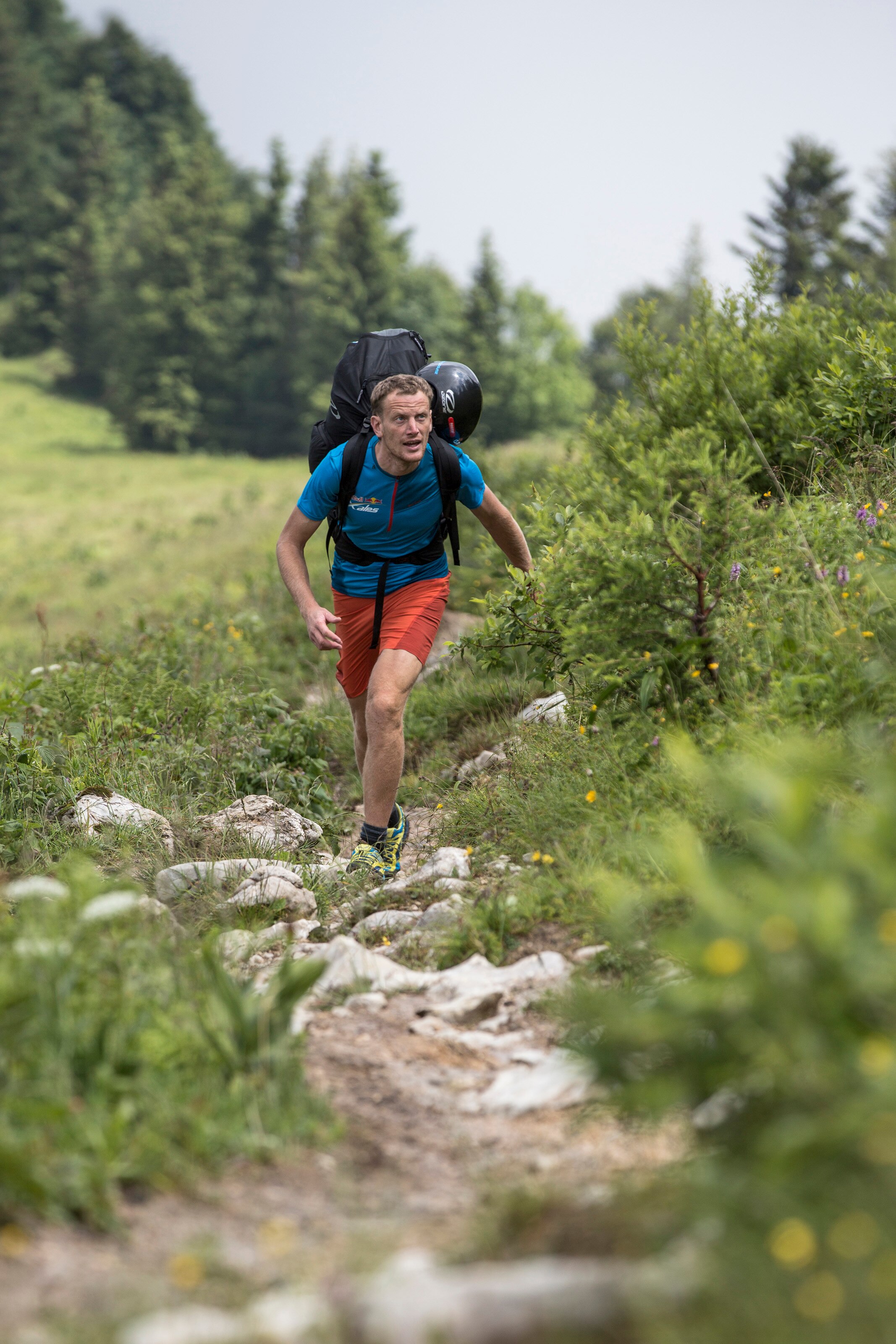 Nick Neynens (NZL) performs during the Red Bull X-Alps preperations on Zwoelferhorn, Austria on June 28th 2015