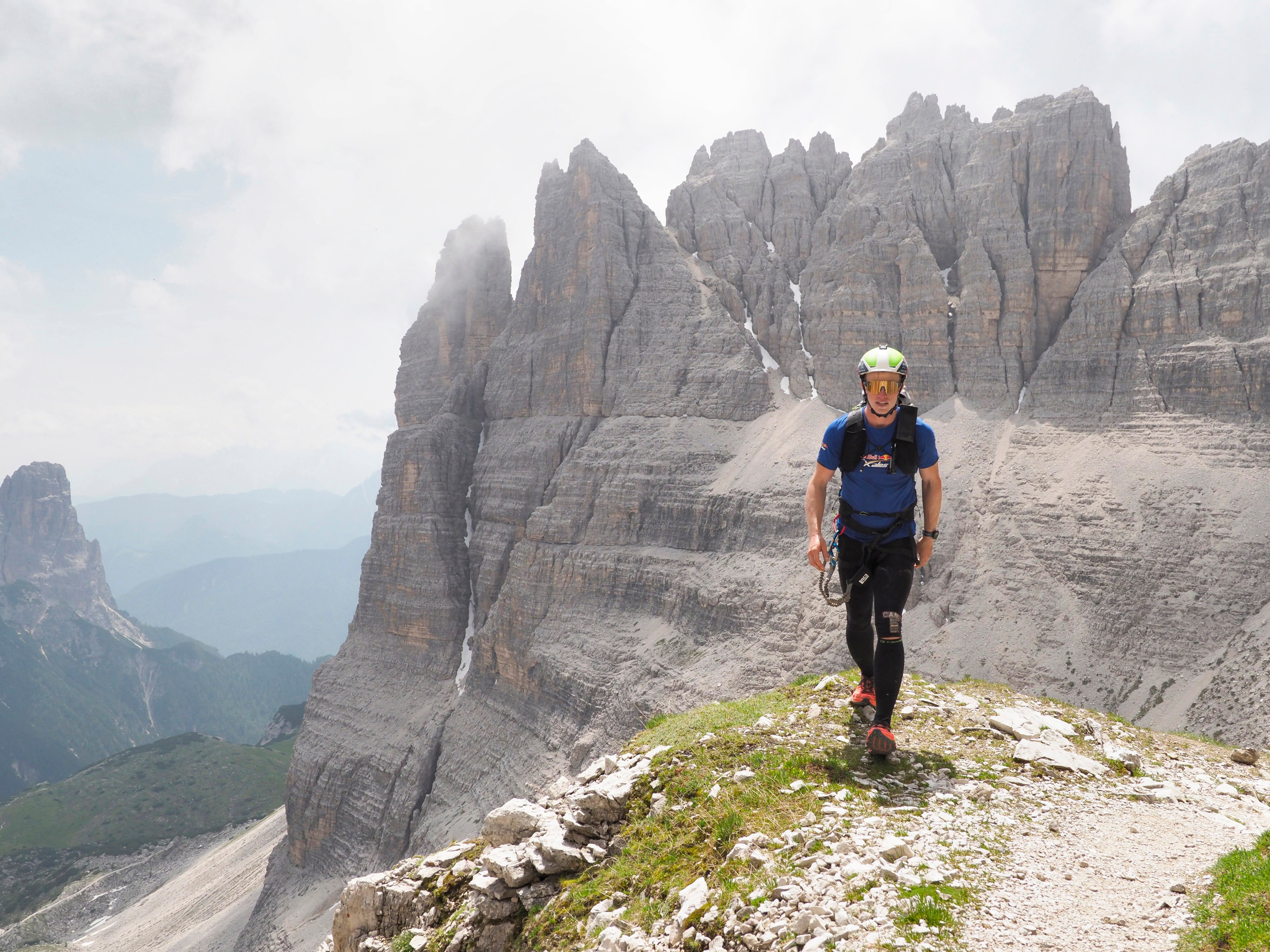 James Eliot (CAN) performs during the Red Bull X-Alps on Monte Paterno (2744m) in Sexten, Italy on June 20th, 2023