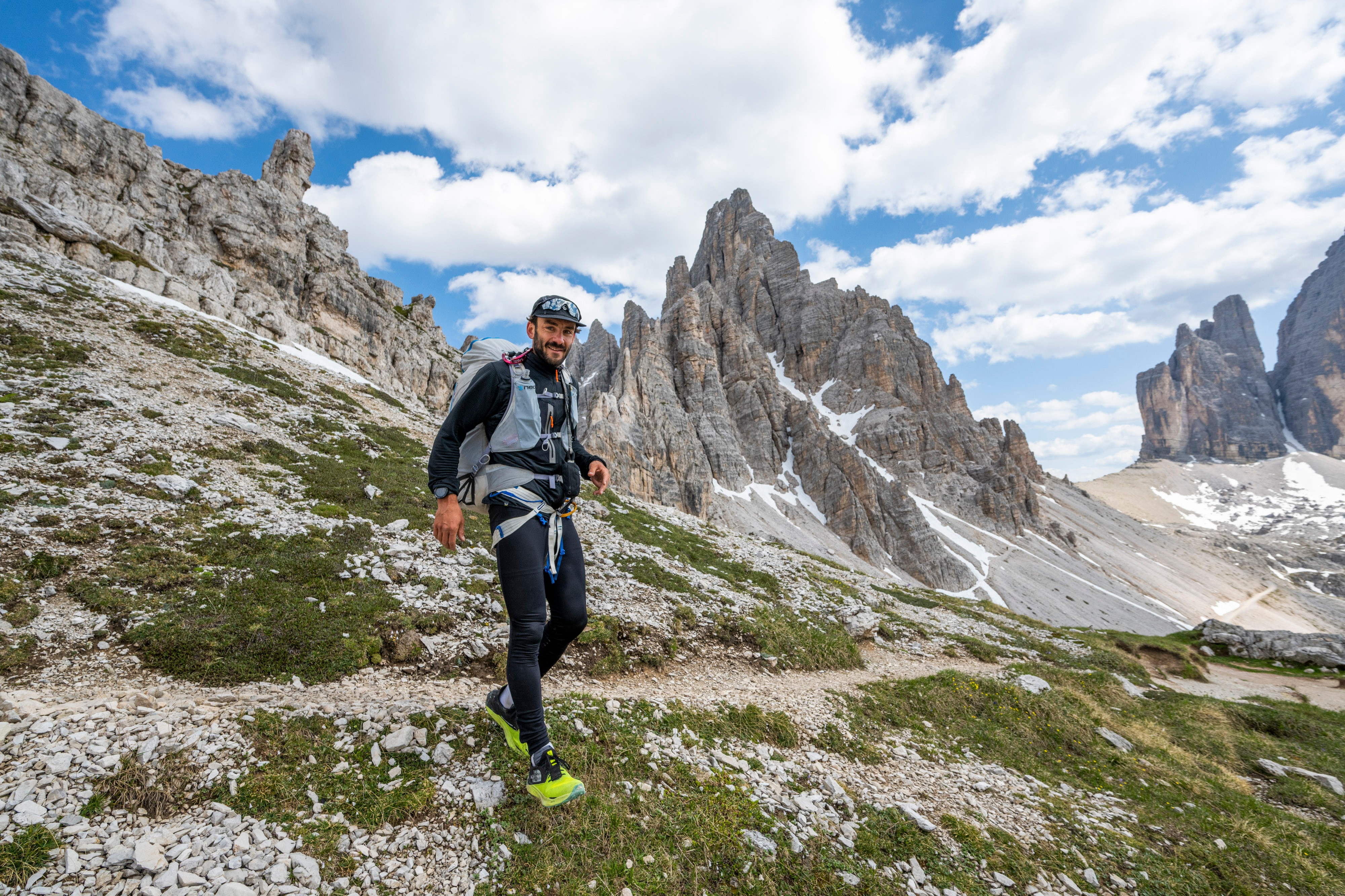Tim Alongi hikes during Red Bull X-Alps in Italy on June 17, 2023.
