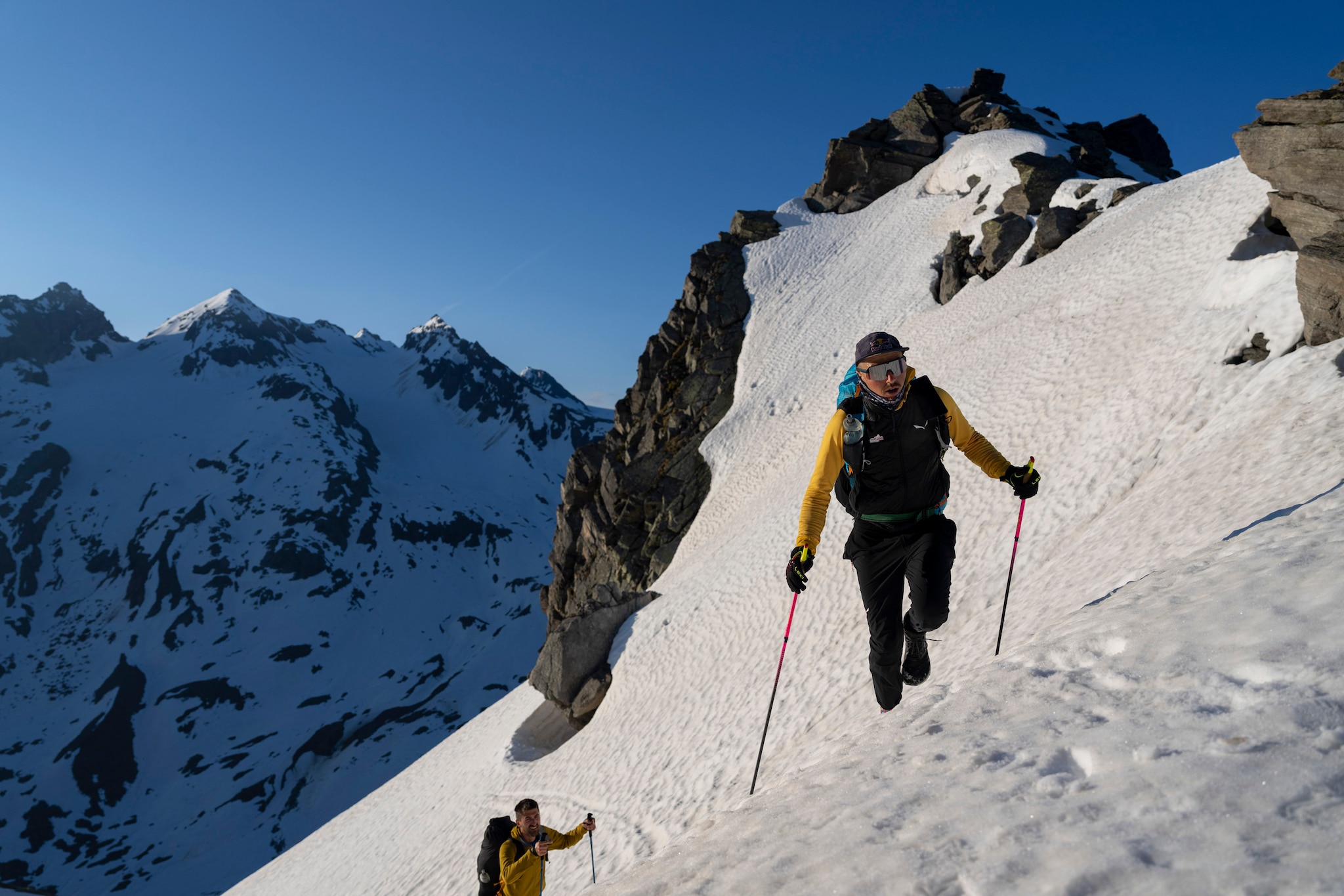 Aaron Durogati performs during the Red Bull X-Alps in Bielerhoehe, Austria on June 13, 2023.