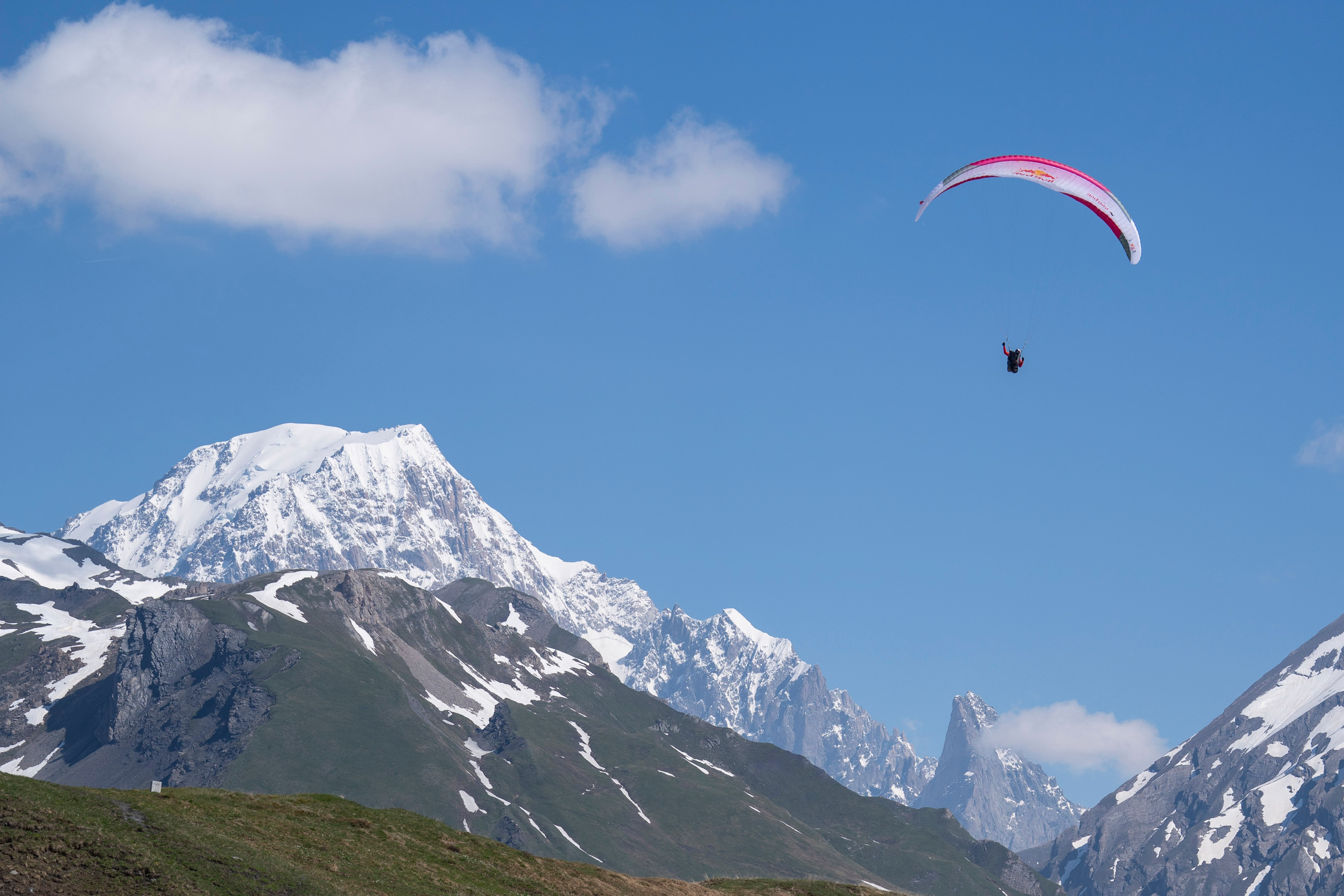 Aaron Durogati performs during the Red Bull X-Alps in Col du Petit Saint-Bernard, France on June 15, 2023.